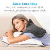 Pure Enrichment® PureRelief® Neck & Shoulder Heating Pad - 4 Heat Settings, Auto Shut-Off, Universal Fit, Magnet Closure, Soft Micromink, Storage Bag, 5-Year Warranty, Machine Wash (Charcoal Gray)