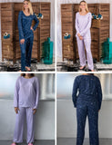 Ekouaer 2 Pack Lounge Wear Polka Dots Pattern Cute Pajamas Set for Elderly Women L
