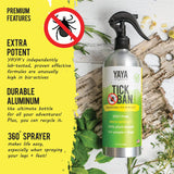 TICK BAN Yaya Organics All Natural Extra Strength Tick Repellent DEET Free - 16 Ounce Spray Bottle