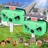 Ultrasonic Animal Repeller Outdoor, Cat Repellent Solar Animal Repeller Dog Deterrent with Motion Sensor&Light, Yard Farm Garden Repellent for Cat Squirrel Dog Rabbit Raccoon Skunk Fox Deer 2 Pack