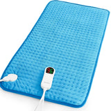 Extra Large Heating Pad for Back Pain Relief & Cramps - King Size Heat pad 17" x 33" with 10 Heat Settings 6 Timer Auto Shut Off - Upgrade Hot Pad XXXL Washable （Blue）