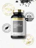Calcium Magnesium Zinc | 400 Caplets Value Size | Vegetarian, Non-GMO, Gluten Free Supplement | by Carlyle