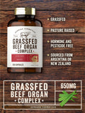 Grass Fed Beef Organ Complex | 200 Capsules | Pasture Raised, Grain Free Supplement | with Desiccated Liver, Kidney, Pancreas, Heart, Spleen | Non-GMO, Gluten Free | by Herbage Farmstead
