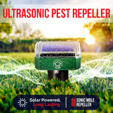 Livin' Well Solar Sonic Pest Repeller Stakes - 2pk Outdoor Pest Repellent with 2,500 Feet Range, Solar Powered Animal Control, Rodent Repellent and Deterrent for Mole, Vole, Gopher