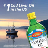 Carlson - Cod Liver Oil Gems, 460 mg Omega-3s + Vitamins A & D3, Wild-Caught Norwegian Arctic Cod Liver Oil, Sustainably Sourced Nordic Fish Oil Capsules, Lemon, 180 Softgels