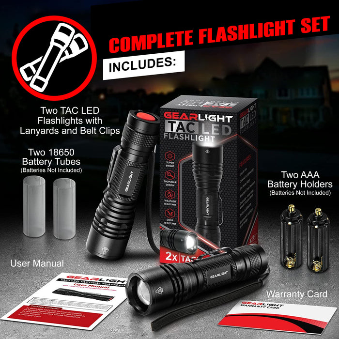 GearLight LED Tactical Flashlights High Lumens - Mini Flashlights for EDC Carry - Compact Powerful Emergency Flashlights Made from Military-Grade Aluminum - Drop Resistant and Water Resistant