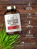 Grass Fed Beef Organ Complex | 200 Capsules | Pasture Raised, Grain Free Supplement | with Desiccated Liver, Kidney, Pancreas, Heart, Spleen | Non-GMO, Gluten Free | by Herbage Farmstead