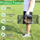 VASALAID Live Animal Trap Cage, 24 X 7 X 8 Inch Catch and Release, Humane Live Trap Cage Indoor & Outdoor Foldable cat Trap for Stray Cats, Rabbits, Squirrels, Groundhogs, Woodchucks