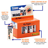 TERRO T518 Magnet Sticky Fly Paper Trap, 4 Pack, Orange