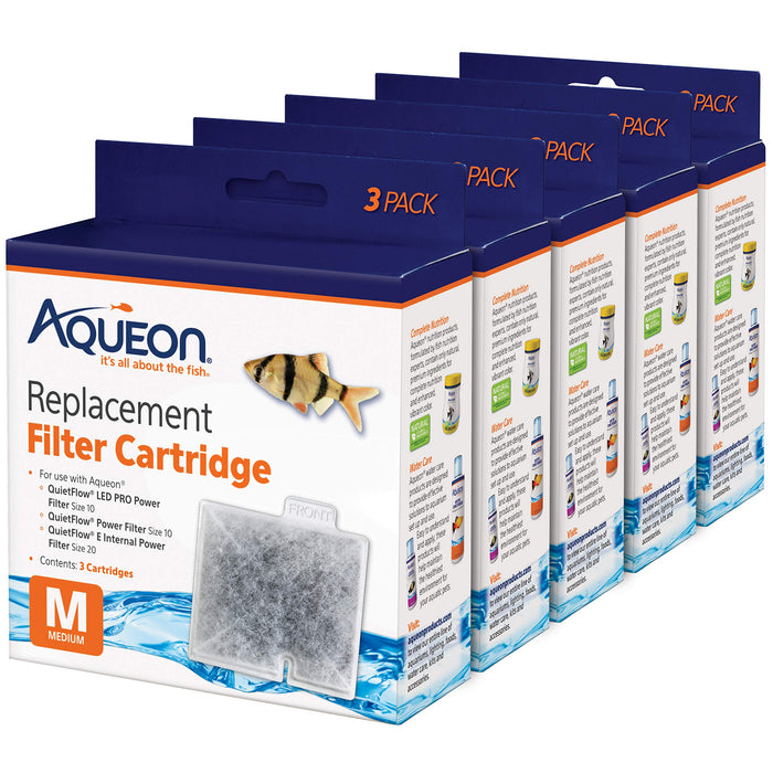 Aqueon Aquarium Fish Tank Replacement Filter Cartridges Medium - 15 pack