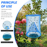 Ranch Fly Traps Outdoor Hanging Stable Fly Trap Reusable Fly Killer Cage Fly Catcher Bag with Bait Tray,Fly Repellent for Outdoor and Indoor Hanging Farms,Stable,Garden,Orchard,Park (Blue)