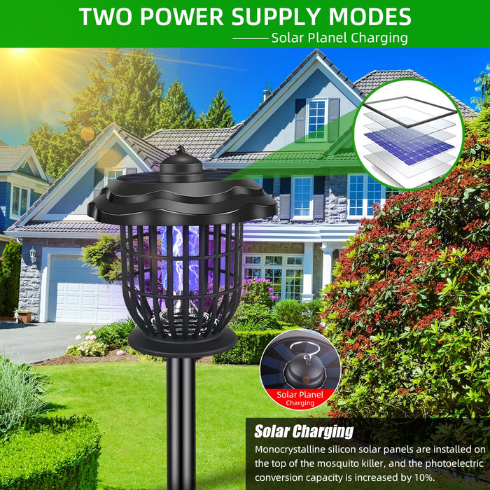 2024 Upgraded Solar Bug Zapper Outdoor, Mosquito Zapper Outdoor UV Bug Lights Mosquito Killer Mosquito Repellent for Outdoor Use Garden Pathway Patio,2 Pack