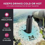 FineDine Insulated Water Bottles with Straw - 40 Oz Stainless Steel Metal Water Bottle W/ 3 Lids - Reusable for Travel, Camping, Bike, Sports - Inky Raven Black