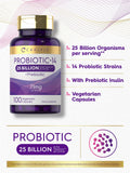 Carlyle Probiotics 25 Billion CFU | with Prebiotics | 100 Capsules | Vegetarian, Non-GMO, & Gluten Free Supplement | for Men & Women