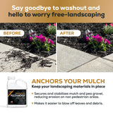 DOMINATOR Mulch Anchor 1 Gallon - Mulch Glue and Pea Gravel Stabilizer, Ready to Use Spray, Lasts up to 2 Years, Fast-Dry, Non-Toxic, Strong Mulch Glue for Landscapes