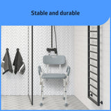 Medline Shower Chair with Back and Padded Arms, Bath Seat with Removable Back, Supports up to 350 lbs, Gray