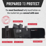 Belly Band Holster for Men and Women - Gun Holster by ComfortTac, Fits Smith and Wesson, Shield, Glock 19, 17, 42, 43, P238, Ruger LCP, and Similar Guns for Most Pistols and Revolvers