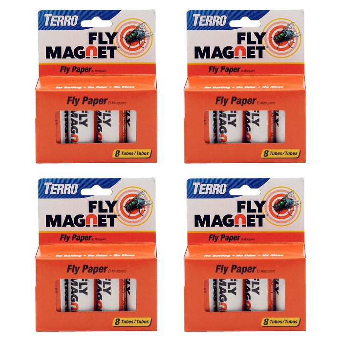 TERRO T518 Magnet Sticky Fly Paper Trap, 4 Pack, Orange