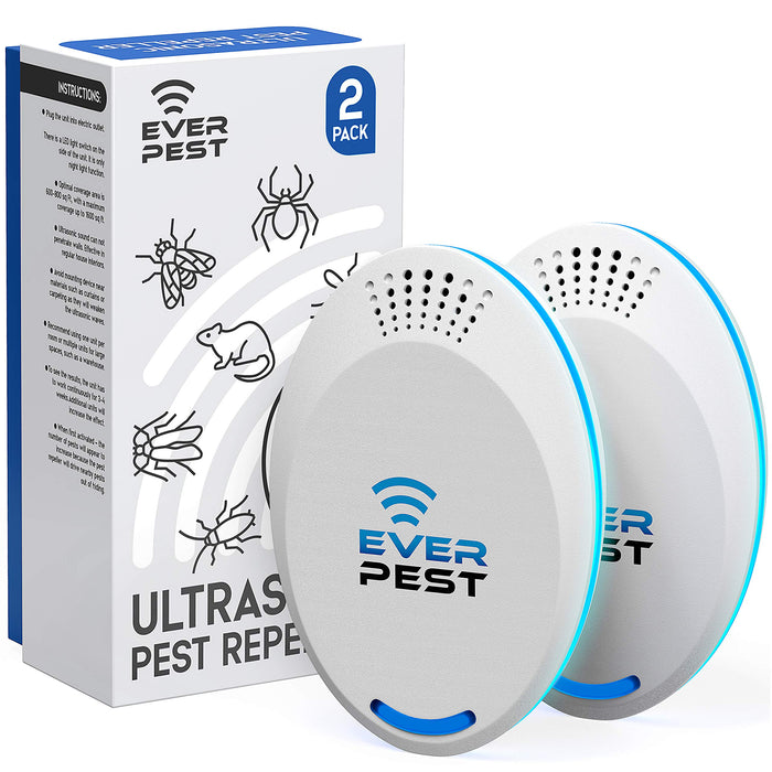 Ultrasonic Pest Repeller Control (2-Pack) Plug in Flea Rat Roach Mosquito Cockroaches Fruit Fly Rodent Insect Bug Cricket Mice Moth Scorpion Gnat Silverfish Squirrel Ultrasound Indoor Repellent Plug……