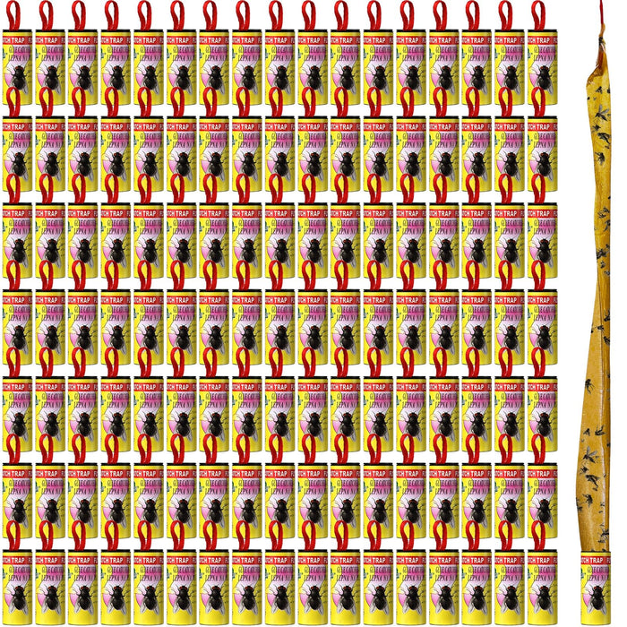 Qualirey 160 Pack Fly Strips Sticky Fly Trap Indoor Outdoor Hanging Fly Ribbon Tape Paper Flying Insect Trap Gnat Killer Traps for Fruit Flies, Bug, Insect, Pest (Yellow)