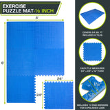 ProsourceFit Puzzle Exercise Mat ½ in, EVA Interlocking Foam Floor Tiles for Home Gym, Mat for Home Workout Equipment, Floor Padding for Kids, Blue, 24 in x 24 in x ½ in, 24 Sq Ft - 6 Tiles