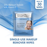 Diamond Wipes Makeup Remover Wipes, Alcohol Free Facial Cleansing Wipes with Vitamin E, Case of 50 Face Wipes