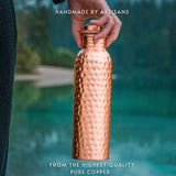 Kosdeg Copper Water Bottle - 34 Oz Extra Large - A Hammered Ayurvedic Pure Copper Vessel For Drinking - Drink More Water, Lower Your Sugar Intake And Enjoy The Health Benefits Immediately