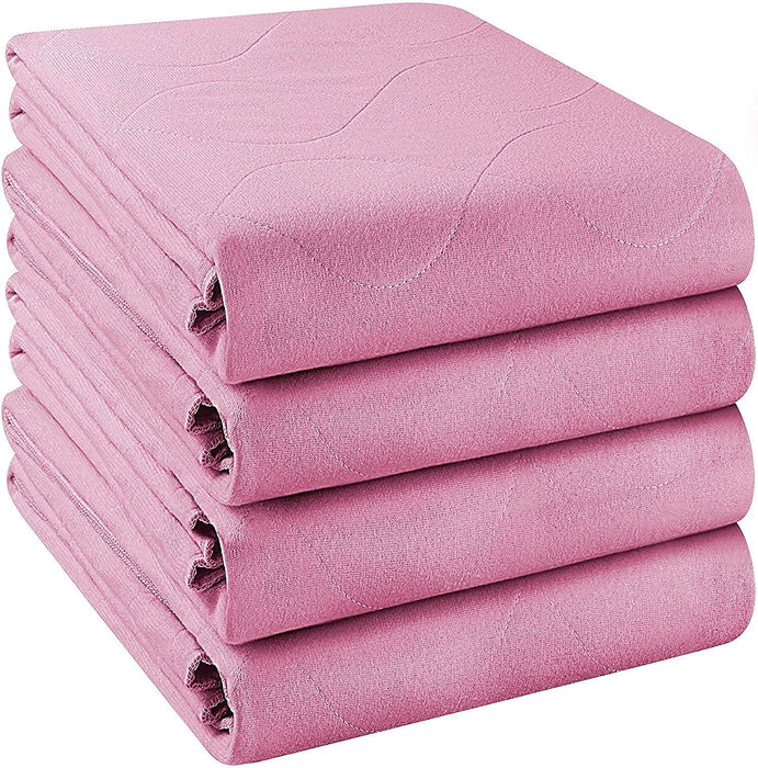 Utopia Bedding (Pack of 4) Waterproof Incontinence Pads Quilted Washable & Absorbent Bed Pad for Adults and Kids 34 x 52 inches (Pink)