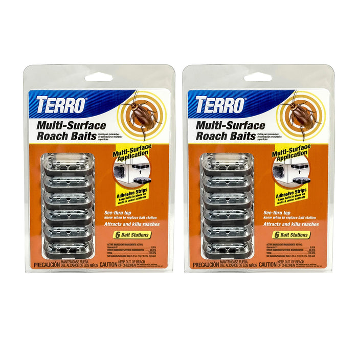 TERRO T500SR Indoor Multi-Surface Roach Killing Bait Cockroach Killer - 12 Bait Stations