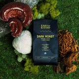 Earth & Star Mushroom Coffee, Dark Roast Organic Ground Coffee with Lions Mane, Chaga, Cordyceps, Reishi, L-theanine, Antioxidant Rich with Immune Support, Sustained Energy, Concentration Boost, 12oz