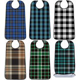 SATINIOR 6 Pack Adult Bibs for Eating Elderly Men Bibs with Crumb Catcher Waterproof Washable Clothing Protectors (Plaid Style)