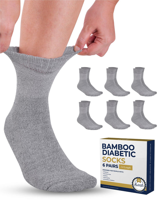 Pembrook Bamboo Diabetic Socks for Men & Women - 6 Pairs Ankle Length Womens Diabetic Socks | Bamboo Socks Womens | Diabetes Socks