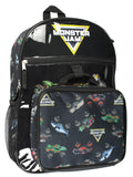 Monster Jam Megladon Grave Digger Max-D Monster Trucks Backpack Lunch Bag Water Bottle Ice Pack 5 Piece Mega Set