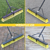 24 Inches Push Broom Outdoor Heavy Duty Broom with 63" Long Handle for Deck Driveway Garage Yard Patio Concrete Floor Cleaning Yellow