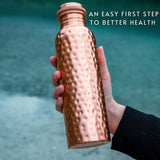 Kosdeg Copper Water Bottle - 34 Oz Extra Large - A Hammered Ayurvedic Pure Copper Vessel For Drinking - Drink More Water, Lower Your Sugar Intake And Enjoy The Health Benefits Immediately