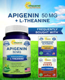 aSquared Nutrition Apigenin 50mg & L-Theanine 200mg - 120 Capsules - Apigenin Supplement Pills for Sleep and Relaxation - Natural Bioflavonoid Extract Found in Chamomile Tea