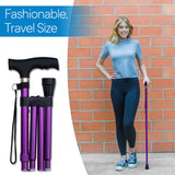 RMS Folding Cane - Foldable, Adjustable, Lightweight Aluminum Offset Walking Cane - Collapsible Walking Stick with Ergonomic Derby Handle - Ideal Daily Living Aid for Limited Mobility (Lavender)