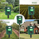 Solar Animal Repeller Ultrasonic Cat Repellent Outdoor with Motion Sensor LED Strobe Light Alarm Sound Raccoon Repellent, 2 Pcs Animal Deterrent Deer Repellent Devices for Garden Yard Farm