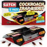 GATCH Roach Traps Indoor (12 Pack), Sticky Baited Cockroach Traps, Roach Killer Indoor Infestation, Non-Toxic Glue Traps for Roaches, Insects, Home Bug Ant Spider Cricket, Child & Pet Friendly