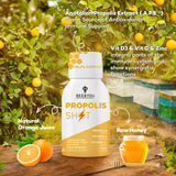 BEE and You, 100% Natural Propolis Extract Shot, Immune Support Supplement, Antioxidants, Vitamin C, D3, Zinc, Orange Juice, Raw Honey, 1.69 fl. oz, 12 Pack, Gifts for Men and Women, Stocking Stuffers