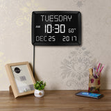 11.5” Digital Wall Clock with Date,Time,Week,Indoor Temperature,3 Alarms,5 Dimmer,2 USB Chargers,Battery Backup,Snooze,12/24H for Elderly,Parents,Impaired Vision,Dementia,Memory Loss,Office,Bedroom