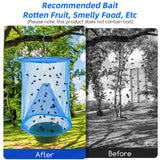 Ranch Fly Traps Outdoor Hanging Stable Fly Trap Reusable Fly Killer Cage Fly Catcher Bag with Bait Tray,Fly Repellent for Outdoor and Indoor Hanging Farms,Stable,Garden,Orchard,Park (Blue)