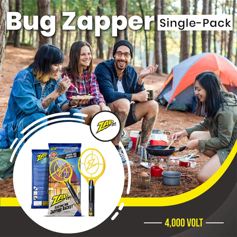 ZAP IT! Bug Zapper Rechargeable Bug Zapper Racket W/ Blue Light Attractant, 4,000 Volt, USB Charging Cable