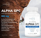 Type Zero Ultra Clean Alpha GPC Choline Supplement (600mg | 90 Capsules) Soy Free, Non-GMO Nootropics Alpha GPC 600mg / 300mg; Alpha-GPC Brain Memory and Focus Supplements