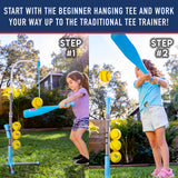 Franklin Sports Kids Teeball and Softball Batting Tee - USA Softball 2-in-1 Grow-with-Me Tee - Adjustable Youth Hitting Tee - Perfect for Teeball and Softball Training, Blue/Grey