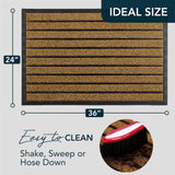 ubdyo Extra Durable Door Mat - Dirt Trapping Outdoor Welcome Mats - Non-Slip Outdoor Door Mats - Low Profile Front Door Mat - Doormat - Door Mats Indoor (36" x 24", Bright Brown)