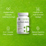 Psyllium Husk 1500mg Per Serving, 300 Capsules – 3 in 1 Fiber with Inulin & Acacia Complex – Natural Soluble Fiber Supplement, Supports Digestive Health – Plant Based, Non-GMO