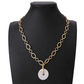 Punk Gold Color Acrylic Round Pendant Choker Necklace for Women