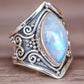 Eye shaped Opal Natural Stone Women Rings Antique Silver Color Vintage Rings Figure Jewelry Birthday Gift