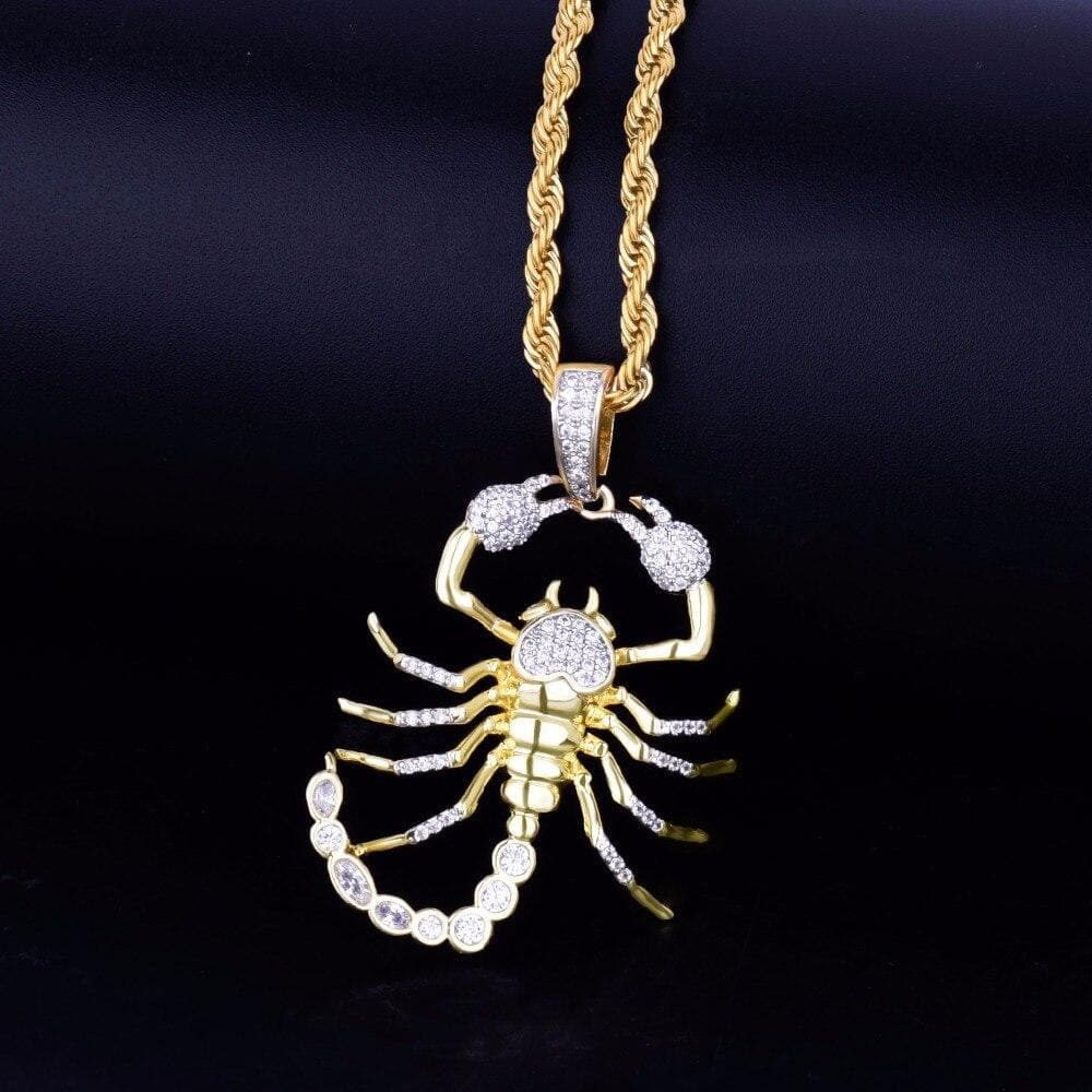 Animal Scorpion Hip Hop Pendant Necklace Chain Gold Color Bling Cubic Zircon Men's Women Jewelry For Gift